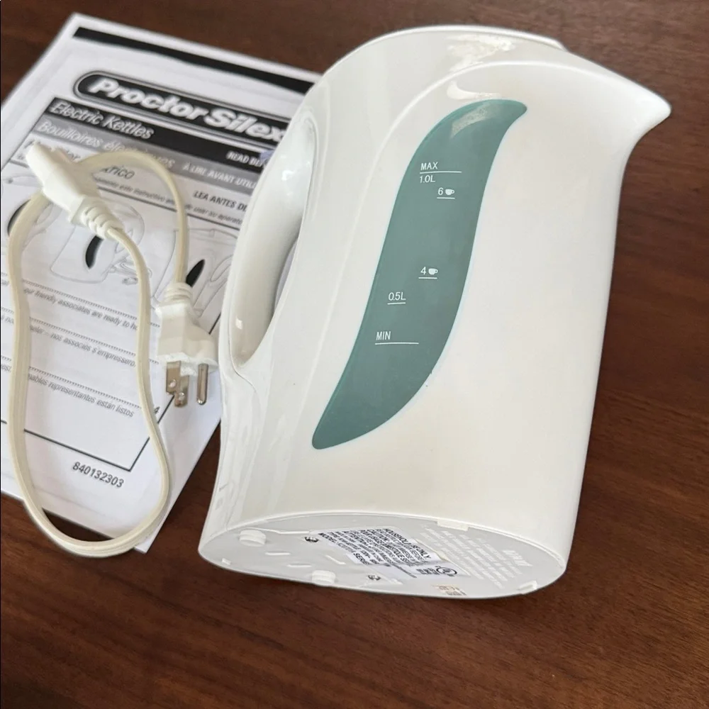 Proctor Silex ELECTRIC WATER KETTLE SAFETY HEATER 1 Liter 6C 1000W White K2070Y